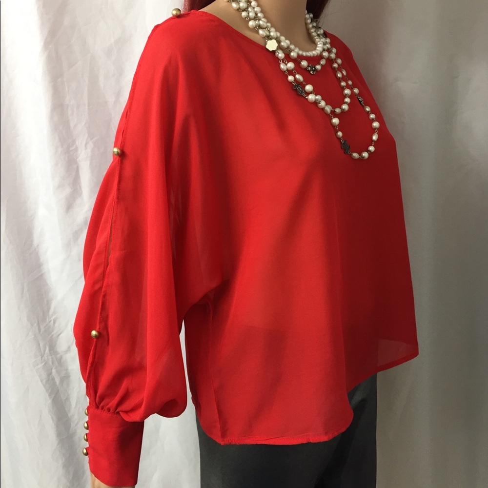 ❤️ Fashion Exit Red sheer blouse medium